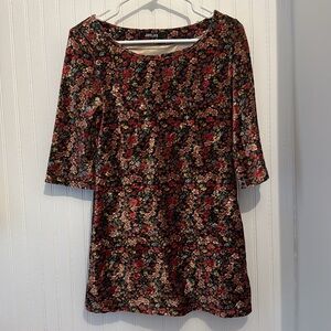 Knee-length floral velvet slip
